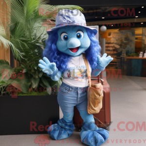 Blue Mermaid mascot costume...