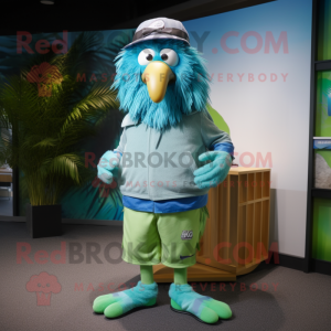 Cyan Kiwi maskot kostume...