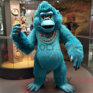 Turquoise Gorilla mascot...