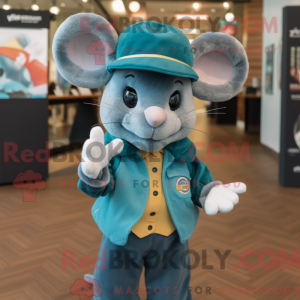 Teal Mouse mascottekostuum...