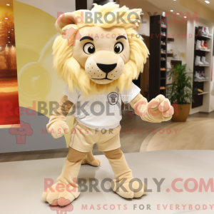 Beige Tamer Lion mascot...