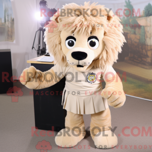 Beige Tamer Lion maskot...
