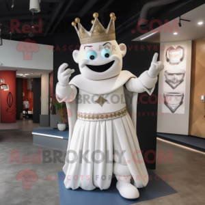 White King mascot costume character dressed with a Mini Dress and Gloves