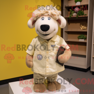 Beige Suffolk Sheep maskot...