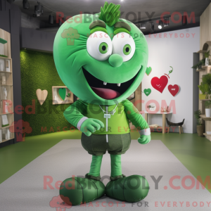 Green Heart mascot costume...