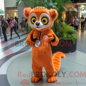 Orange Lemur-maskot kostym...
