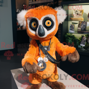 Orange Lemur-maskot kostym...