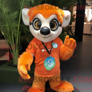 Orange Lemur maskot kostume...