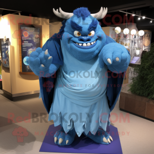 Blue Ogre maskot kostym...