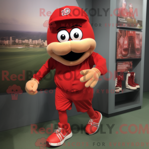 Rød baseballhandske...