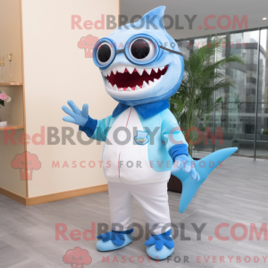 Sky Blue Shark mascot...