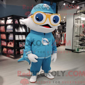 Sky Blue Shark mascot...