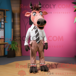 Roze Okapi-mascottekostuum...