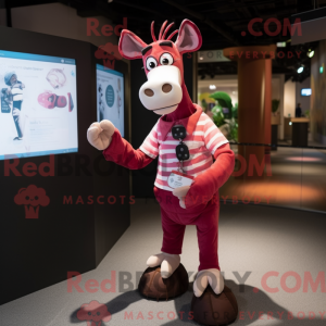 Pink Okapi maskot kostume...