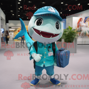 Cyan Tuna mascot costume...