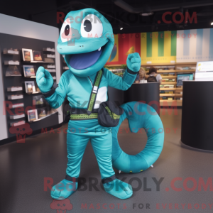 Cyan Snake Maskottchen...