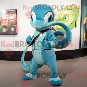 Cyaan Snake mascotte...