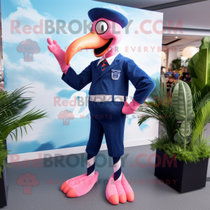 Navy Flamingo maskot drakt...