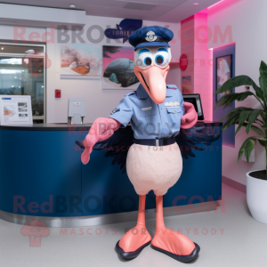 Navy Flamingo mascot costume character dressed with a Joggers and Bow ties