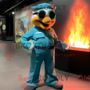 Teal Fire Eater Maskottchen...
