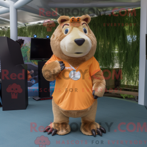 Tan Capybara mascot costume...