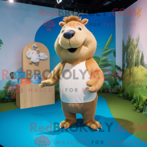 Tan Capybara mascot costume...