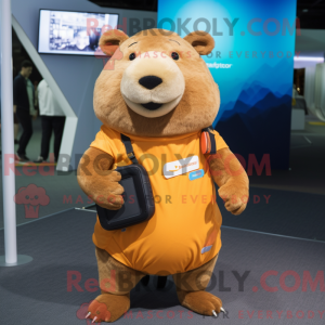 Tan Capybara mascot costume...