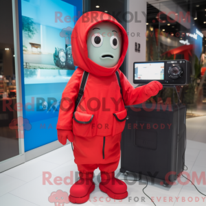 Röd TV-maskotdraktfigur...