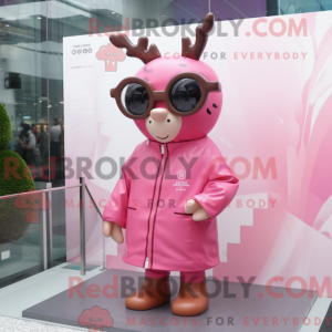 Pink Rensdyr maskot kostume...