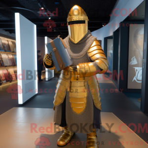Gold Medieval Knight mascot...