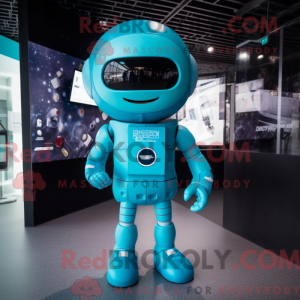 Cyan Astronaut mask drakt...