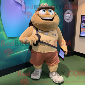 Tan Golf Bag maskot kostume...
