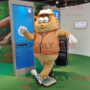 Tan Golf Bag maskot kostume...