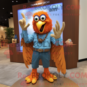 Orange Harpy maskot kostume...