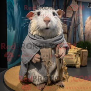 Sølv marsvin maskot kostume...