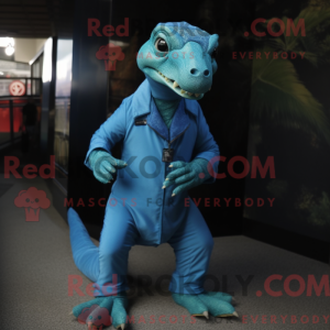 Cyan Komodo Dragon maskot...
