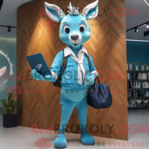 Cyan Deer maskotdraktfigur...