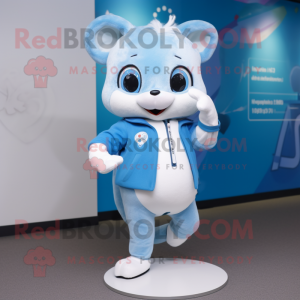Sky Blue Dormouse mascot costume character dressed with a Leggings and Smartwatches