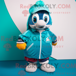 Teal Petanque Ball mascot...