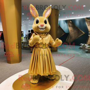 Guld kanin maskot kostume...