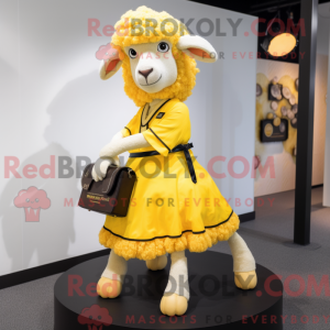 Geel schaap mascottekostuum...