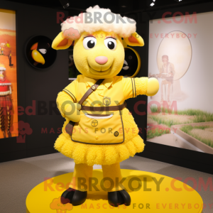Geel schaap mascottekostuum...