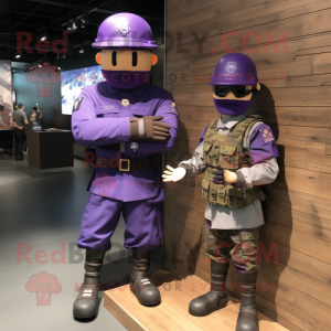 Purple Army Soldier maskot...