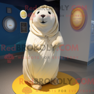 Cream Seal mascot costume...