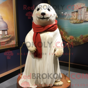 Cream Seal mascot costume...