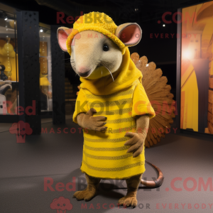 Gul bæltedyr maskot kostume...