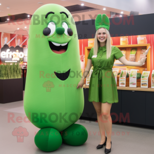 Forest Green Hot Dogs mascot costume character dressed with a Mini Skirt and Earrings