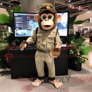 Beige Monkey maskot kostume...