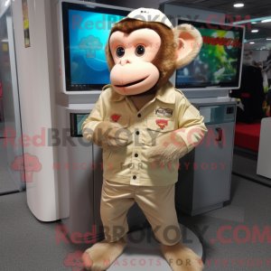 Beige Monkey maskot kostume...