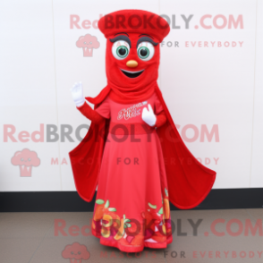 Fantasia de mascote Enchiladas vermelhas com vestido longo e cachecóis - Enchiladas mascotes - REBROKO_362784 - RedBrokoly.com